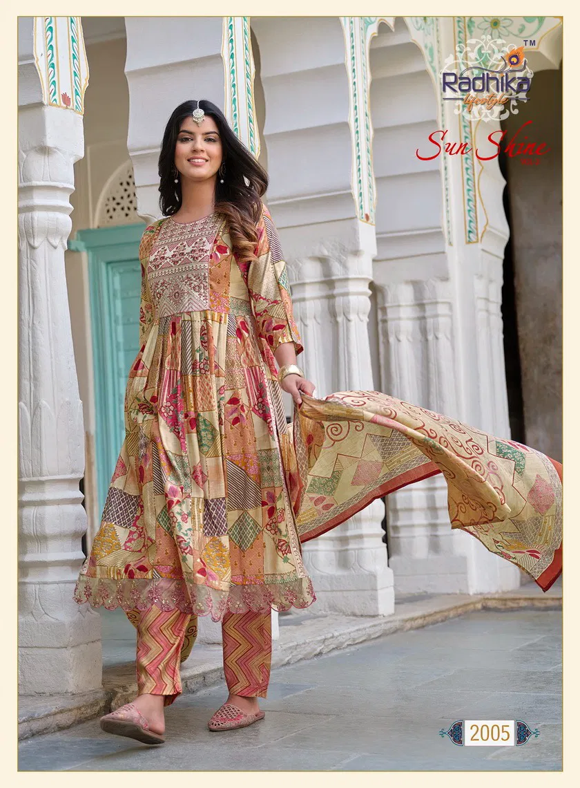 Radhika Sunshine Vol 2 Muslin Printed Readymade Suits Catalog
